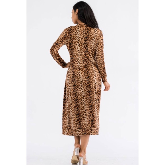 Two-Piece Dress and Cardigan Set, Sizes Small - 1XLarge (Leopard Print) - Picture 3 of 7